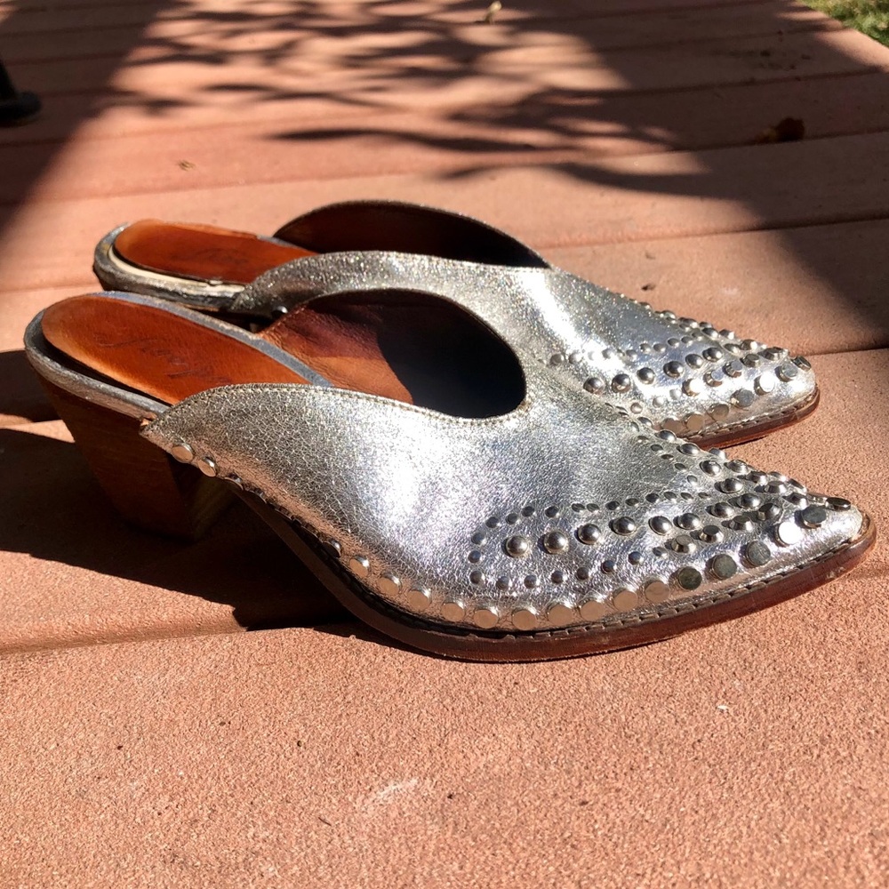 Silver Free People Mules